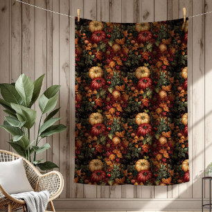 Charming Autumn Floral Blanket with Harvest Motifs