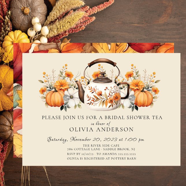 Charming Autumn Floral Bridal Tea Party  Invitation (Creator Uploaded)