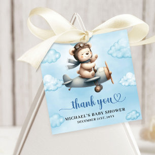 Charming Baby Boy Shower Airplane Bear Favor Tag
