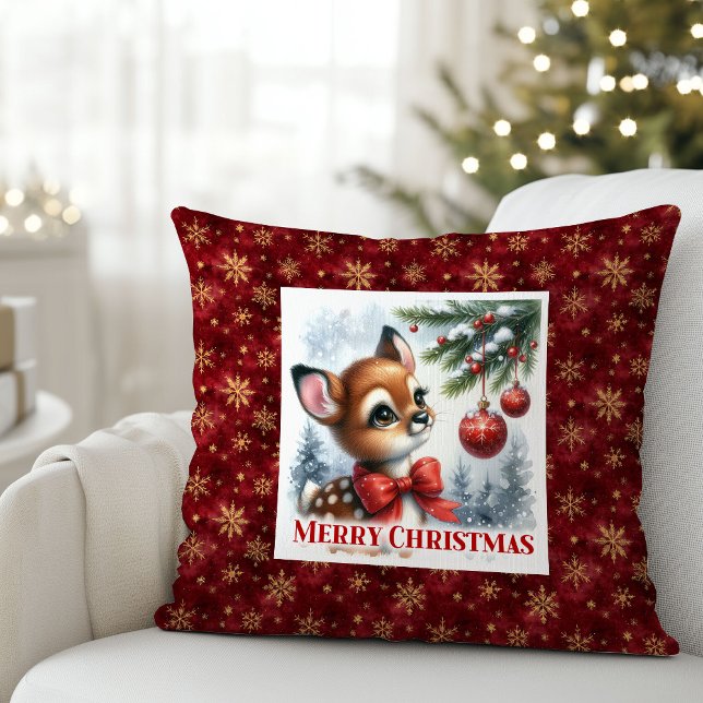 Charming Baby Deer Snowy Forest Kids Gift Christma Cushion (Charming Baby Deer Snowy Forest Kids Gift Christmas Pillow

)