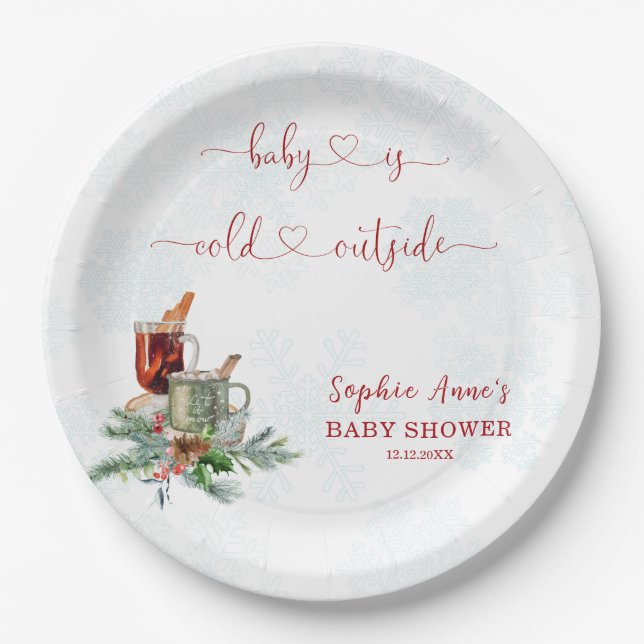 Charming Baby Is Cold Outside Baby Shower  Paper Plate (Front)