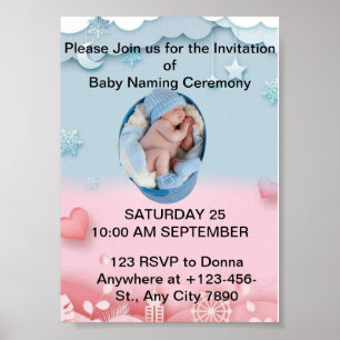 Charming Baby Naming Ceremony Invitation  Poster