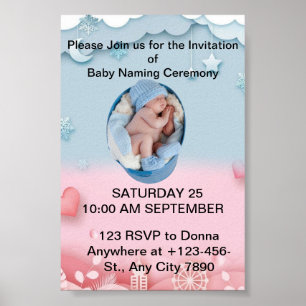 Charming Baby Naming Ceremony Invitation  Poster