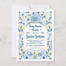 Charming Baby Shower Brunch Invitation Blue