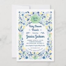 Charming Baby Shower Brunch Invitation Green