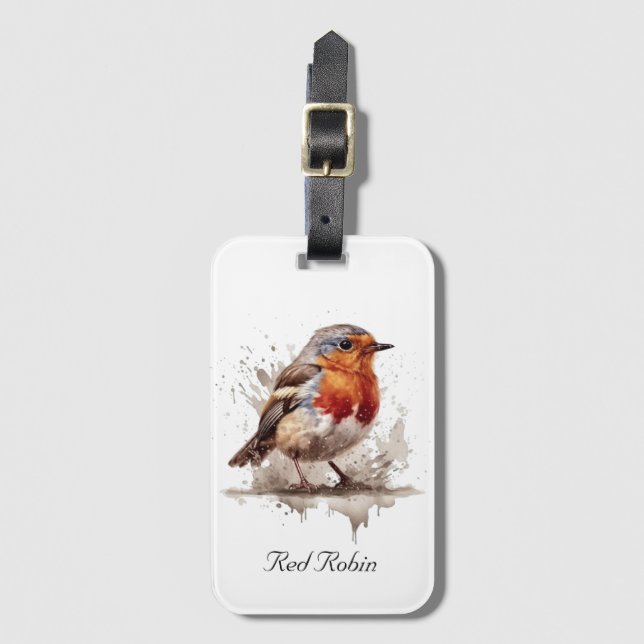 Charming Backyard Robin, custom Luggage Tag (Front Vertical)