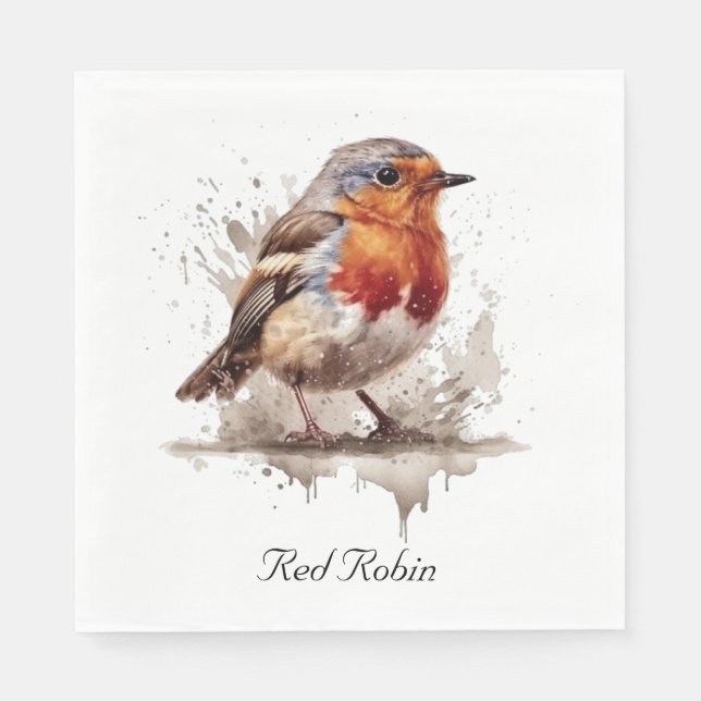 Charming Backyard Robin, custom Napkin (Front)