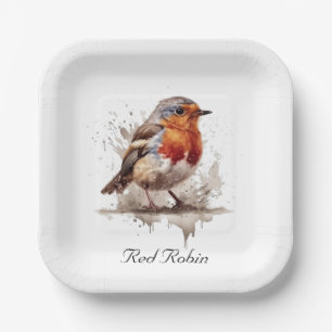 Charming Backyard Robin, custom Paper Plate