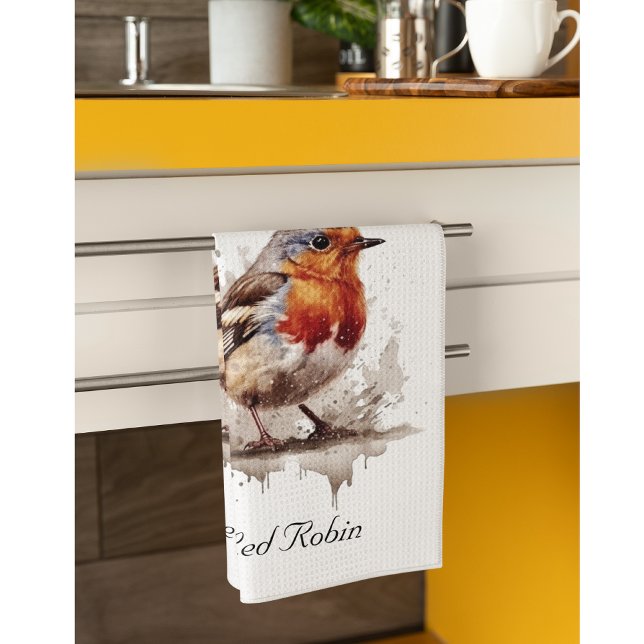 Charming Backyard Robin, custom Tea Towel (Creator Uploaded)