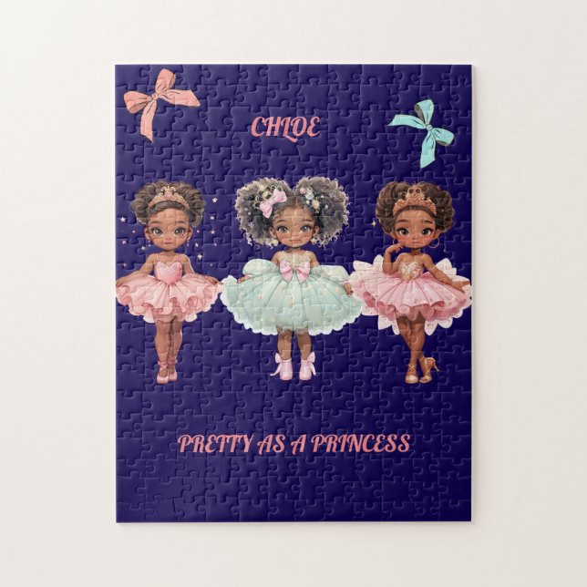 Charming Ballerinas Tutus Tiaras Pink Whimsical Jigsaw Puzzle (Vertical)