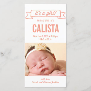 Charming Banner Baby Girl Birth Announcement