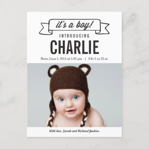 Charming Banner Birth Announcement - Baby Boy
