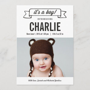 Charming Banner Birth Announcements - Boy