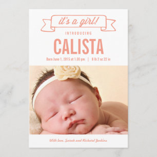Charming Banner Birth Announcements - Girl