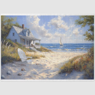 Charming Beachfront Cottage Scenic Ocean View Tissue Paper