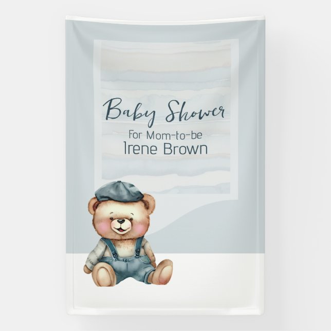 Charming Bear Jean Baby Shower Theme Banner (Vertical)