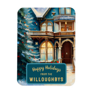 Charming Bed N Breakfast Victorian House Christmas Magnet