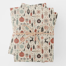 Charming Beige Christmas Feather and Reindeer