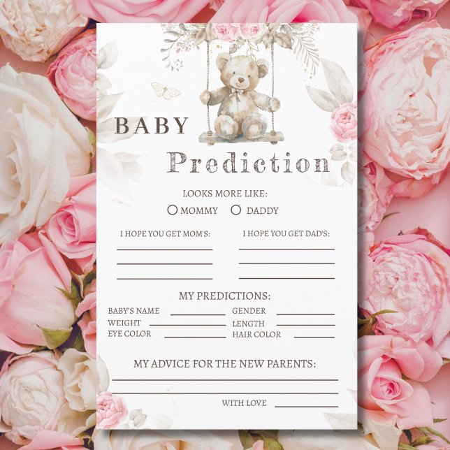 Charming Beige Watercolor Teddy Bear Pink Floral (Creator Uploaded)