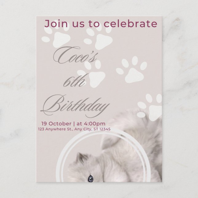 Charming  Birthday Invitation | Customisable Postcard (Front)