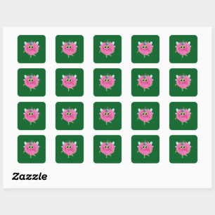 Charming birthday monster square sticker