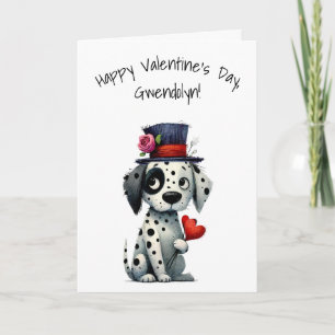 Charming Black and White Dog Happy Valentine's Day Card