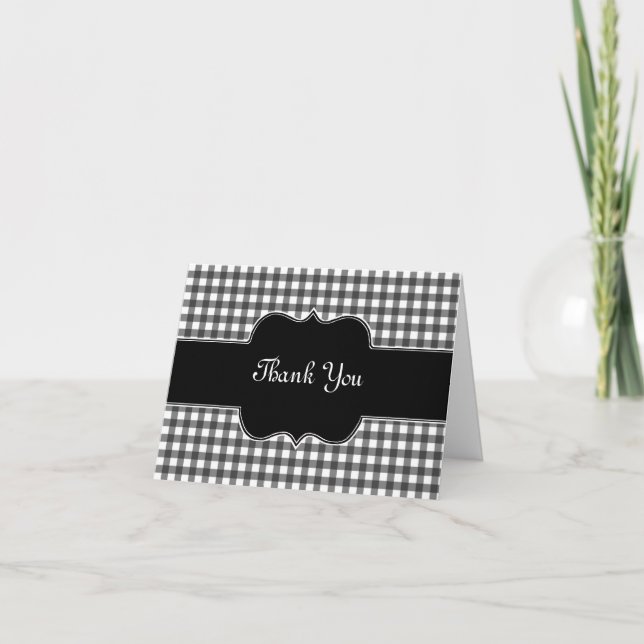 Charming Black and White Gingham Thank You (Front)