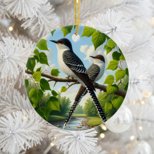 Charming Black-billed Cuckoo Keepsake Ceramic Tree Decoration