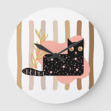Charming Black Cat Pastel Wall Clock