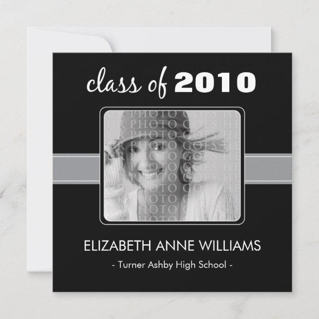 Charming Black Custom Graduation Announcement (Front)
