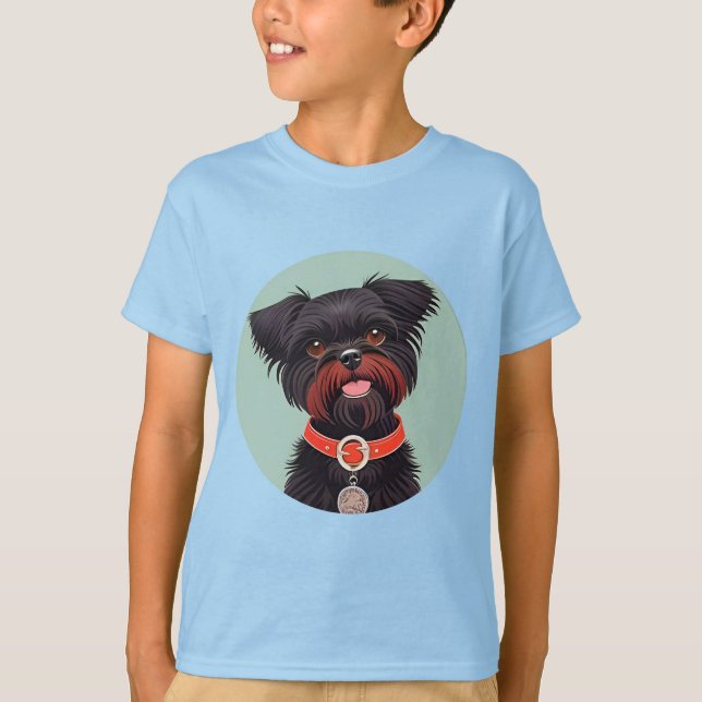 Charming Black Dog Illustration T-Shirt (Front)