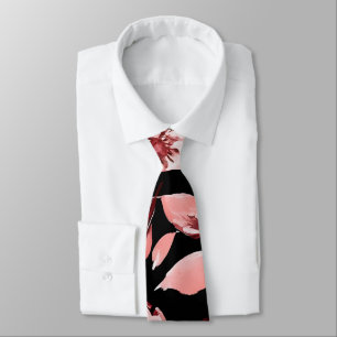 Charming Black & Pink Cherry Blossom Pattern Tie