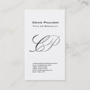 Charming Black White Grey Monogram Business Card