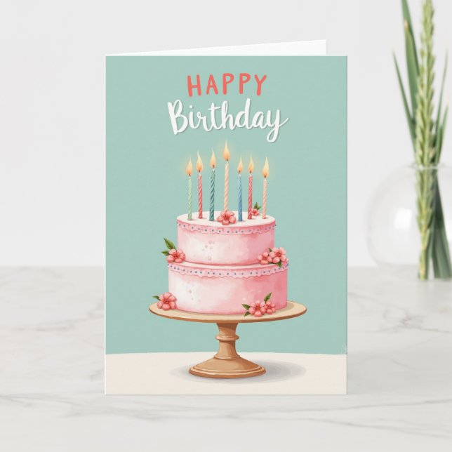 Charming Blossom Cake Card (Front)
