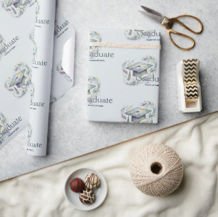 Charming Blue and Green Shades Graduate Cap Wrapping Paper