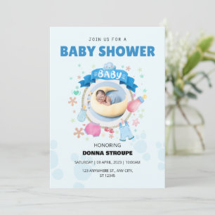Charming Blue Baby Shower  Invitation