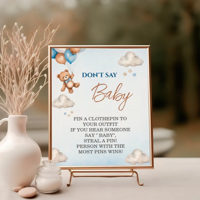 Charming Blue Bear Dont Say Baby Shower Game Poster (Creator Uploaded)