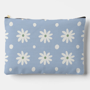 Charming Blue Daisy and Polkadot Accessory Pouch