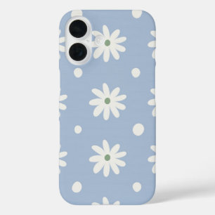 Charming Blue Daisy and Polkadot iPhone 16 Case
