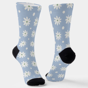 Charming Blue Daisy and Polkadot Socks