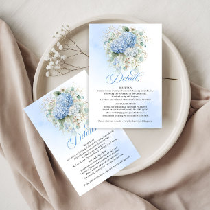 Charming Blue Hydrangea Wedding details card