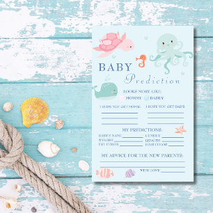Charming Blue Nautical Baby Guessing Game Card