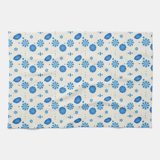 Charming Blue Patterned Tea Towel (Horizontal)