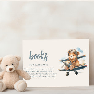 Charming Blue Teddy Bear Boy Baby Shower Enclosure Card