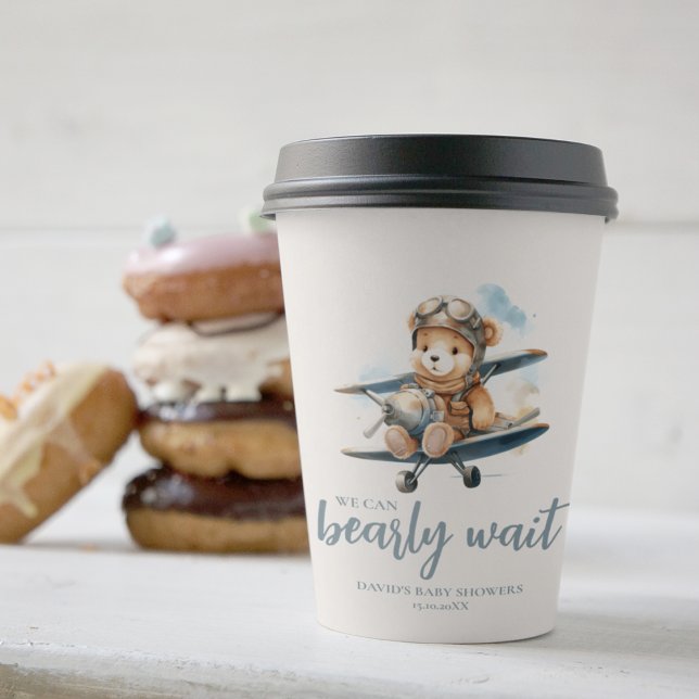 Charming Blue Teddy Bear Boy Baby Shower Paper Cups (Creator Uploaded)