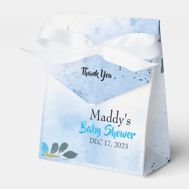 Charming Blue Thank You Baby Shower Favour Box (Front Side)
