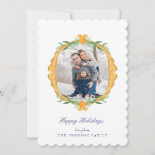 Charming Blue White Chinoiserie Christmas Photo Holiday Card