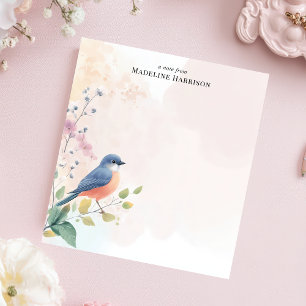 Charming Bluebird Branch Personalised Name Notepad