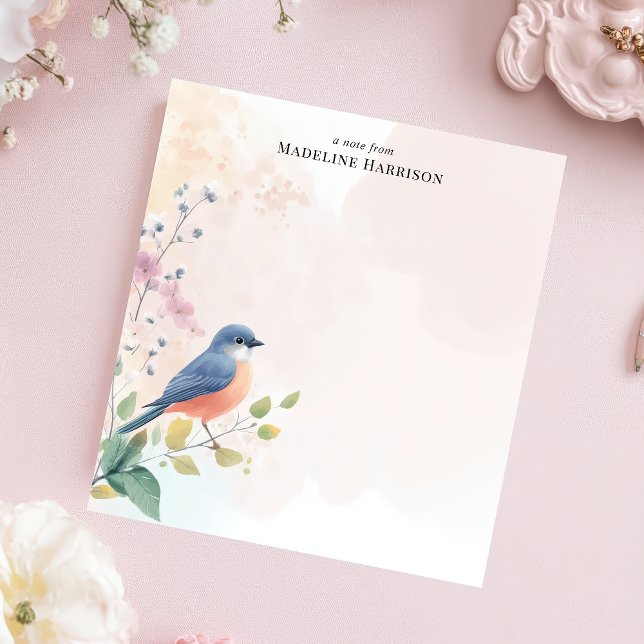 Charming Bluebird Branch Personalised Name Notepad (Creator Uploaded)