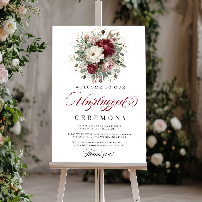 Charming Blush Burgundy Unplugged Ceremony Poster (Charming Blush Burgundy Unplugged Ceremony)